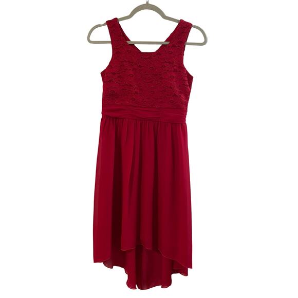Speechless Girls Red Sleeveless Hi-Low Fit & Flare Dress Size 16 - Picture 1 of 13